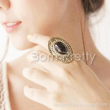 1pc Fashion Simple Oval Retro Big Rhinestone Ancient Ring